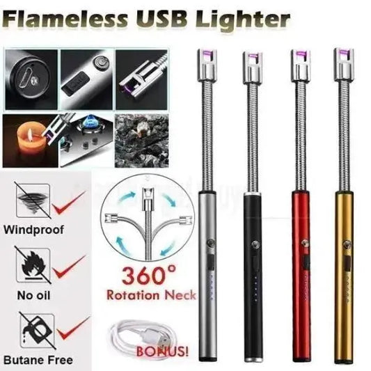 USB Rechargeable Electric Arc BBQ Lighter Windproof Flameless Plasma