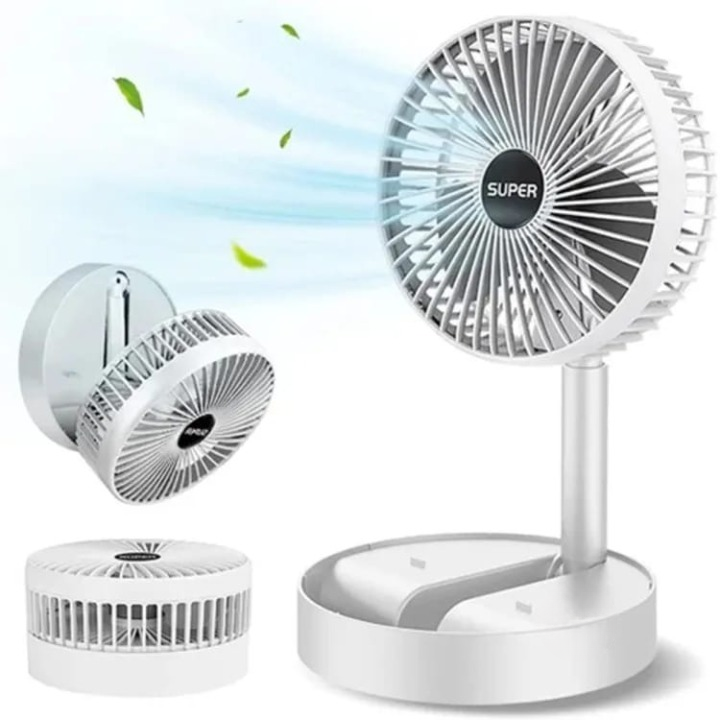 Rechargeable Portable Telescopic Folding Table Fan – 3-Speed Adjustable Desk Fan